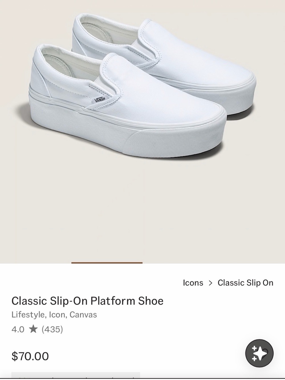 Vans White Classic Slip-On Platform Shoe